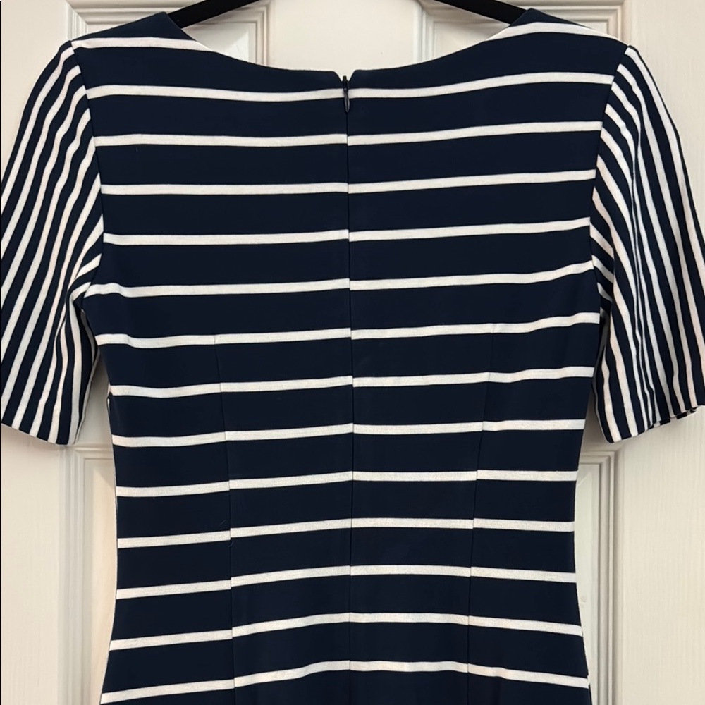 Size 2 Antonio Melani Navy and White Striped Bodycon style - Picture 4 of 4